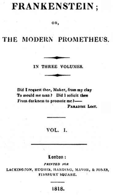 Edición de 1818 de Frankenstein