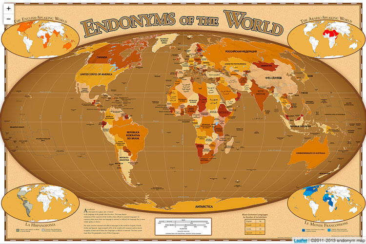 Endonym world map