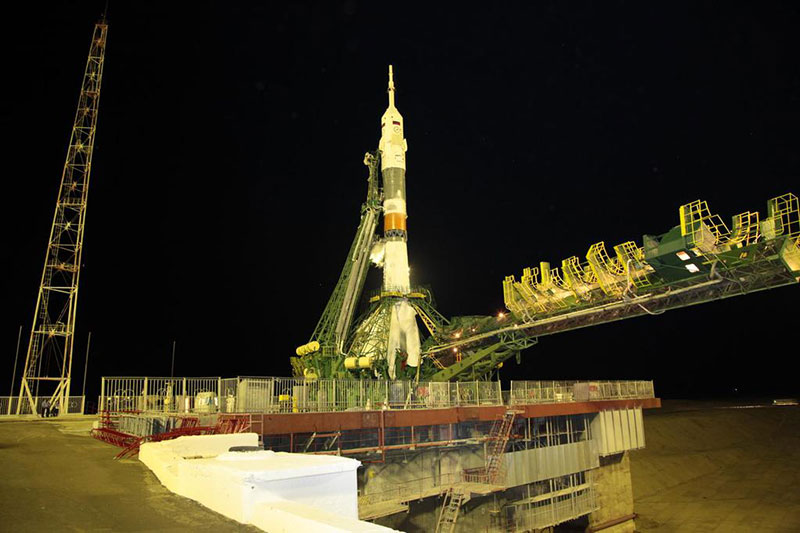 La Soyuz TMA-17M en la plataforma de lanzamiento