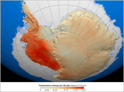 Incremento temperatura media Antártida