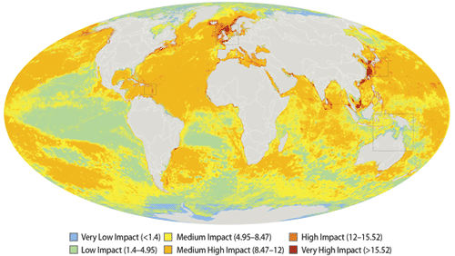 Impacto de la actividad humana en los mares © 2008 The Regents of the University of California