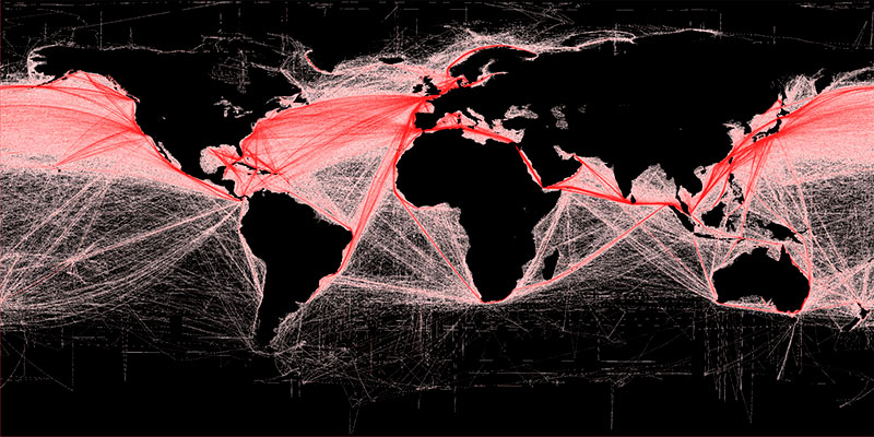Shipping routes red black
