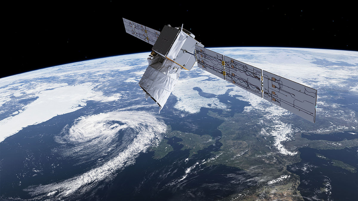 Impresión artística de Aeolus en órbita – ESA