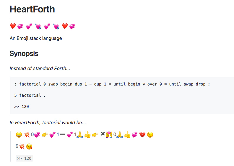 HeartForth: el lenguaje de programación en emojis