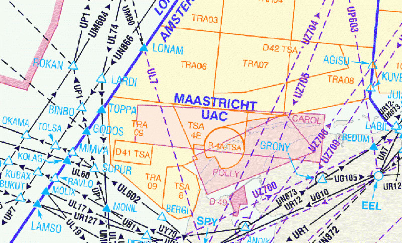 Aerovías y sectores sobre Maastricht