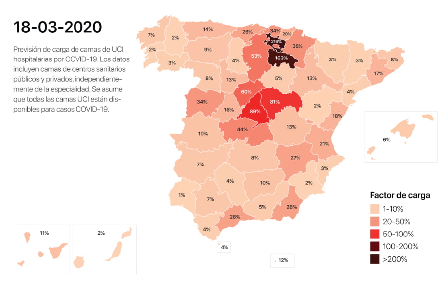 Mapa de riesgo de propagación de COVID-19 por contagio comunitario en España / URV.cat