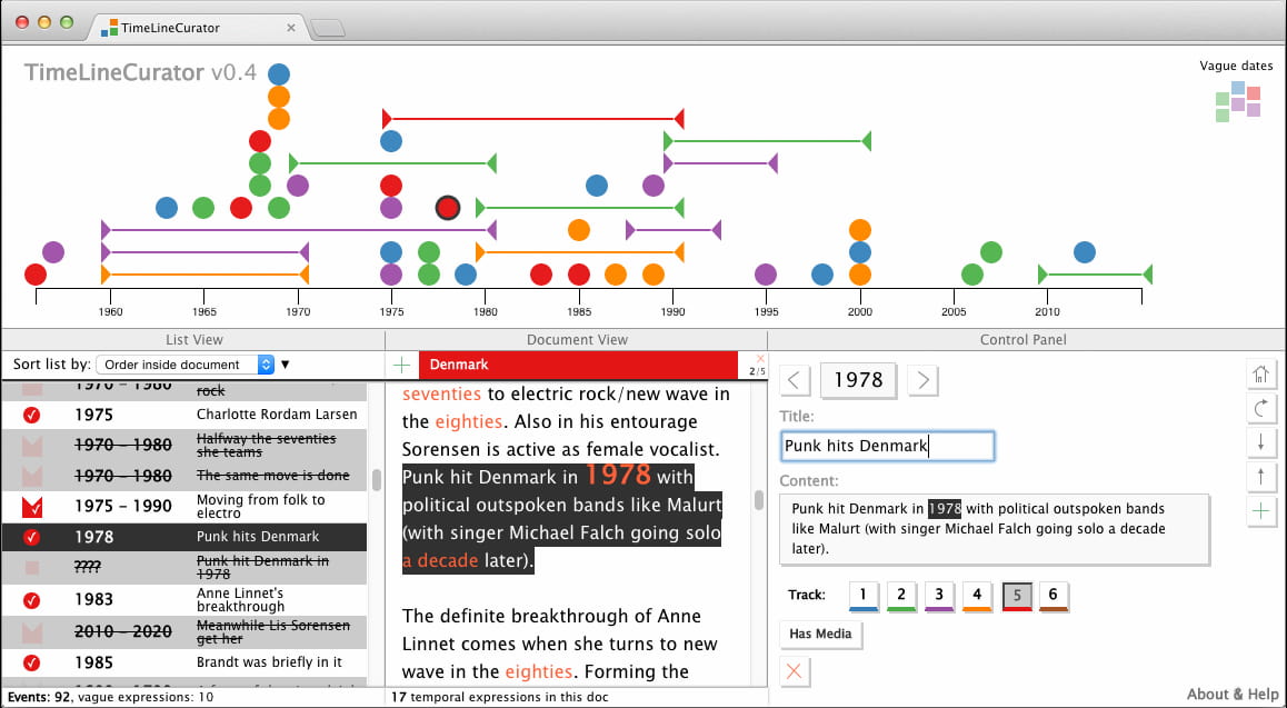 TimeLineCurator: Interactive Authoring of Visual Timelines from Unstructured Text