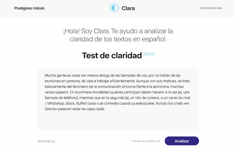 Clara: un analizador de la claridad de los textos en español