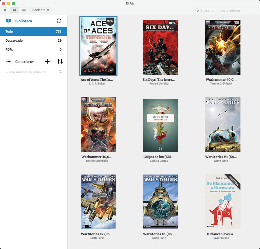 Así se ven los cómics de Comixology en la aplicación Kindle para macOS