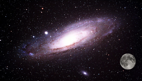 Tamaño aparente de la M31: la Galaxia de Andrómeda y la Luna / Foto M31: Lanoue