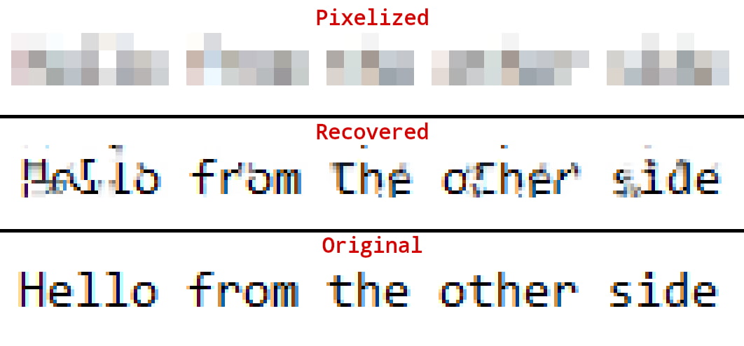 Recovering passwords from pixelized screenshots