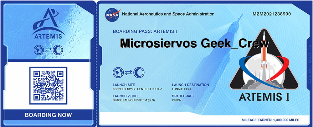 Tarjeta de embarque de Microsiervos para la misión Artemisa 1 - NASA