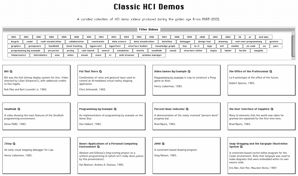 Demos clásicas de interfaces de usuario (1983-2002)