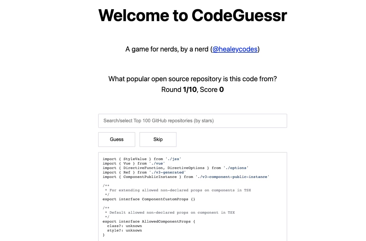 CodeGuessr: adivina a qué proyecto pertenece este código
