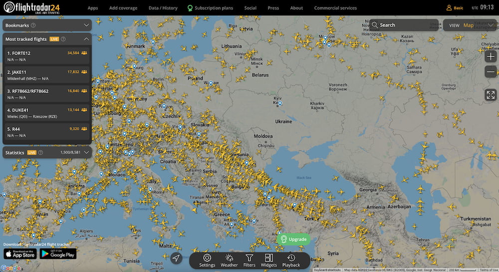 Flightradar 24 / Ucrania