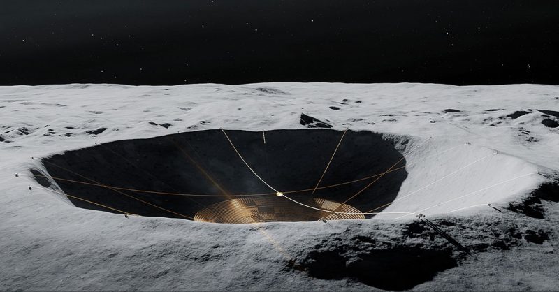 Lunar Crater Radio Telescope (LCRT) on the Far-Side of the Moon | NASA / Vladimir Vustyansky