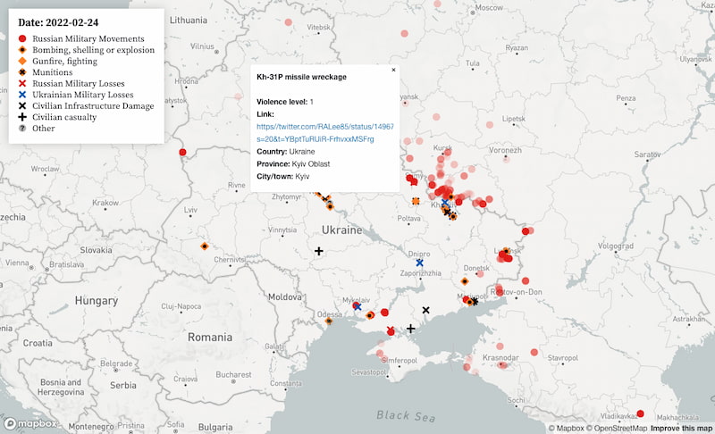 Russia-Ukraine War: Incidents over time