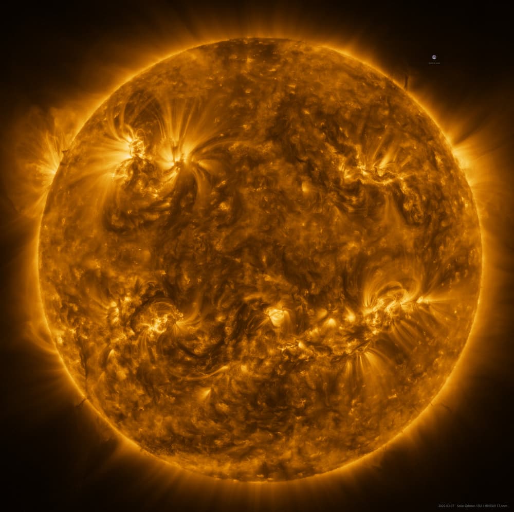 El Sol visto por la Solar Orbiter el 7 de marzo de 2022 - ESA & NASA/Solar Orbiter/EUI team; Data processing: E. Kraaikamp (ROB)