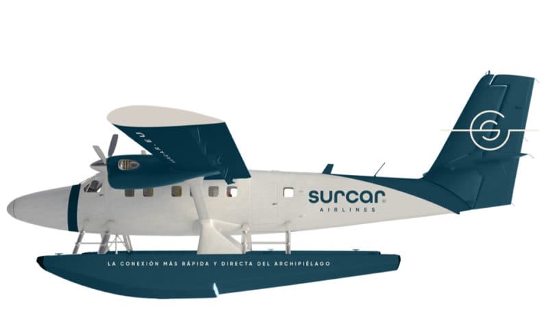 Impresión artística de un Twin Otter con la librea de Surcar Airlines