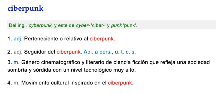 Ciberpunk en el DRAE