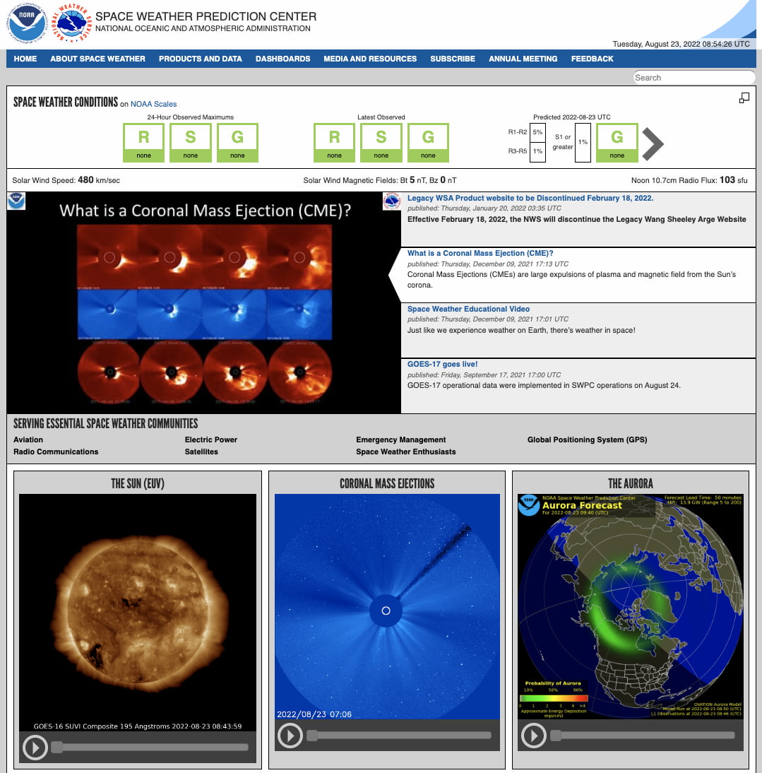 Homepage | NOAA / NWS Space Weather Prediction Center
