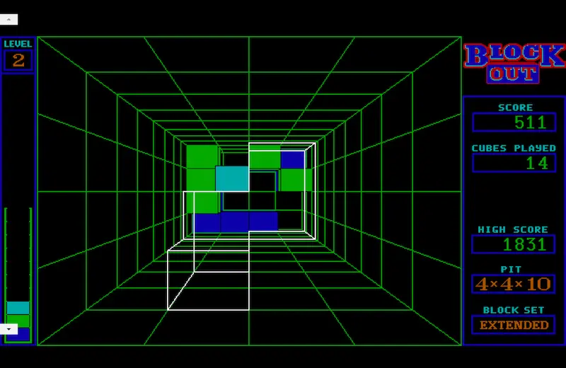 Block Out: la versión de Tetris 3D de 1989 para ejercitar la visión espacial