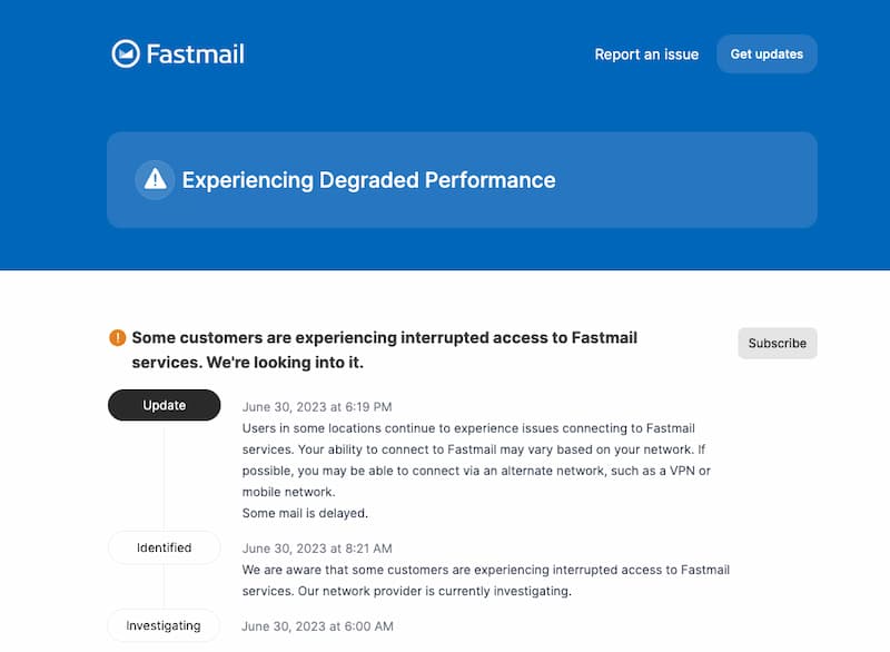 Problemas con Fastmail: los usuarios se quejan de interrupciones en el servicio