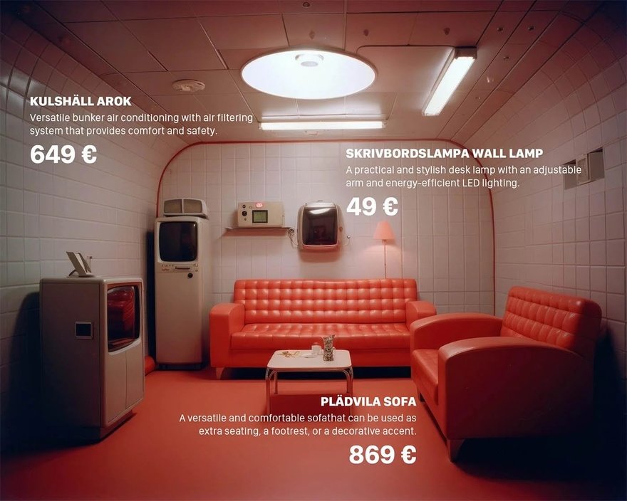 Midjourney-Created Fake Ikea Bomb Shelter Furnishings Catalog