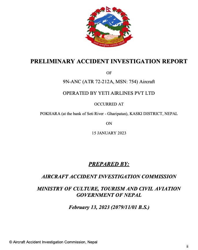 El informe preliminar sobre el accidente del vuelo 691 de Yeti Airlines en Nepal apunta a un error humano como causa