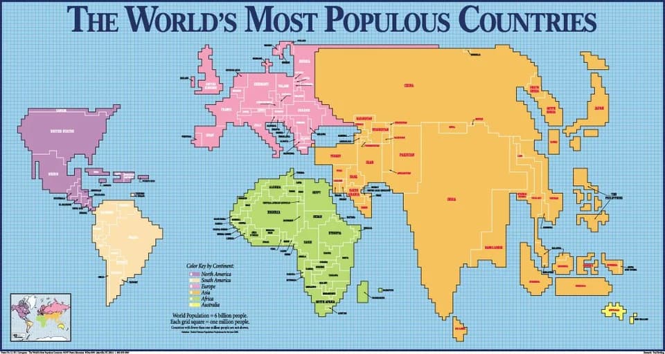 Mapa del mundo según la población