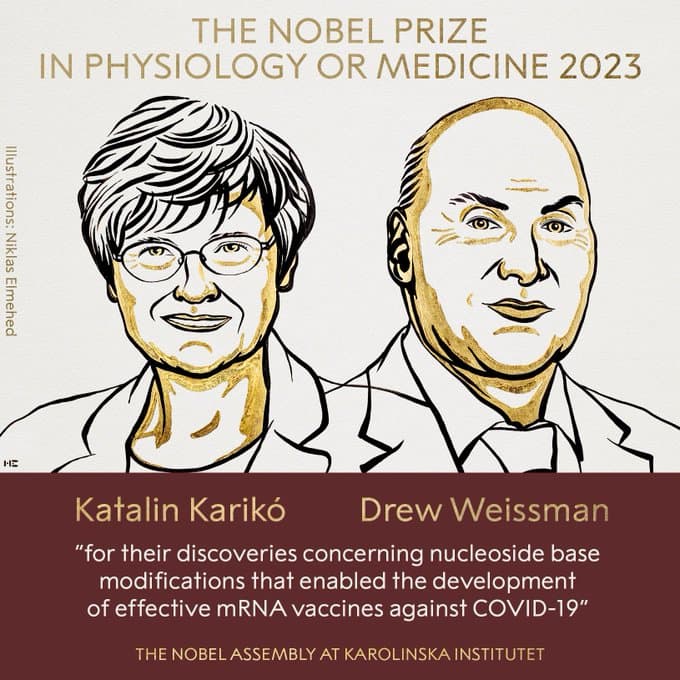 Katalin Karikó y Drew Weissman se llevan el nobel de Medicina de 2023 por sus descubrimientos que permitieron desarrollar vacunas contra la covid 19