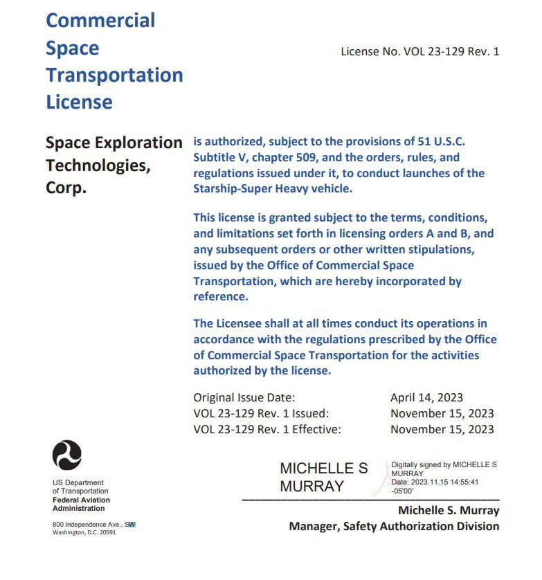 SpaceX recibe permiso para el segundo lanzamiento del Starship