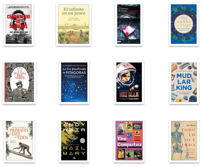 Mosaico con las portadas de los doce libros recomendados puestas por orden alfabético