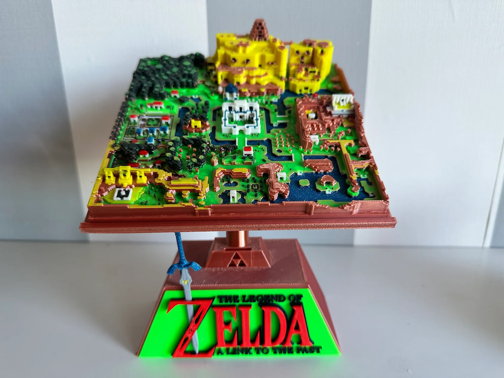 Una réplica 3D del primer mapa de «Zelda Link to the Past»