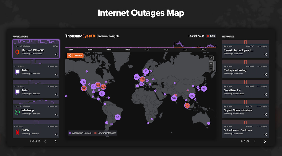 Internet Outages Map | ThousandEyes