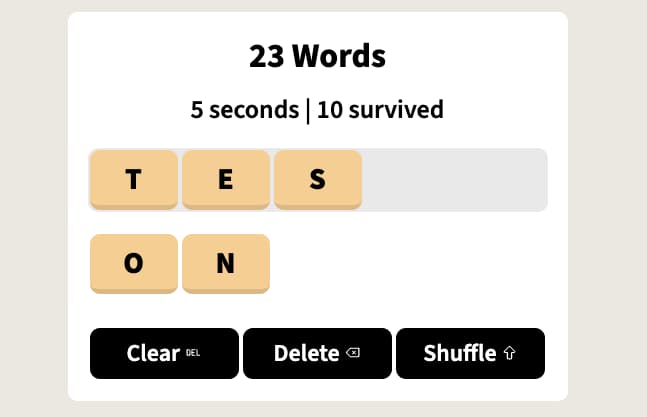 23 palabras: un juego contrarreloj de adivinar palabras