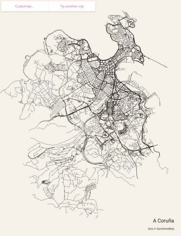 Todas las calles de diversas ciudades del mundo dibujadas esquemáticamente en una sola página