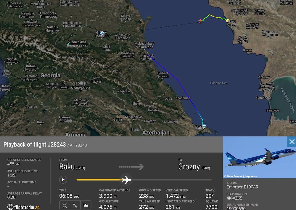 Mapa de Flightradar con la ruta del vuelo