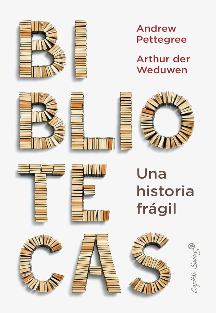 Portada del libro con el título formado por libros apilados que representan las letras del título