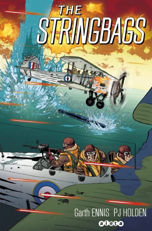 Portada del cómica con un primer plano del Swordfish de los protagonistas con otro en segundo plano soltando un torpedo