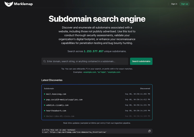 Merklemap, un buscador de subdominios