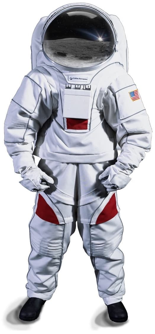 Ilustración con una vista frontal del traje espacial que estaba desarrollando Collins Aerospace
