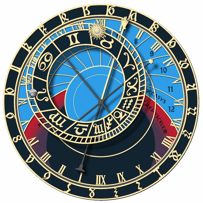 Un simulador del Reloj Astronómico de Praga (Pražský Orloj)