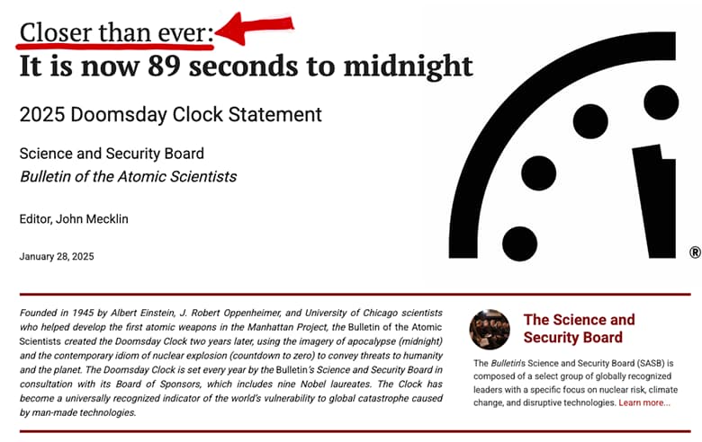 El reloj del juicio final avanza: una carrera hacia el abismo de la amenaza nuclear, la desinformación y el desastre climático