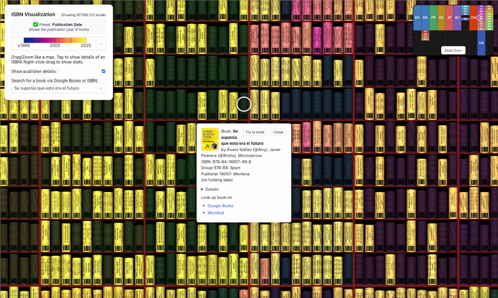 Se suponía que esto era el futuro / en Visualizing all books of the world in ISBN-Space