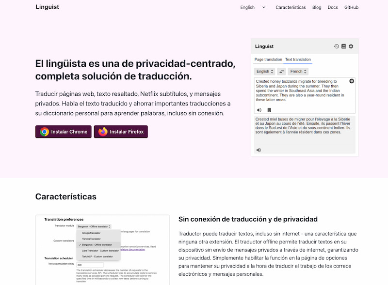 Linguist: Habla el texto traducido: una de privacidad‑centrado