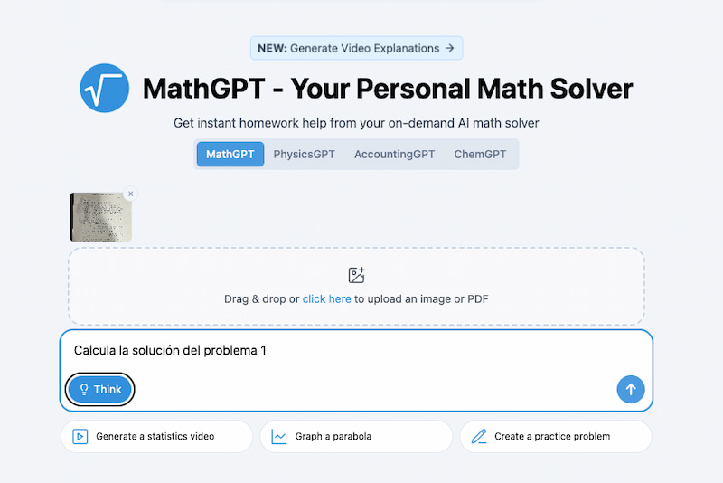 MathGPT: una herramienta para resolver problemas matemáticos y ayudar con los deberes