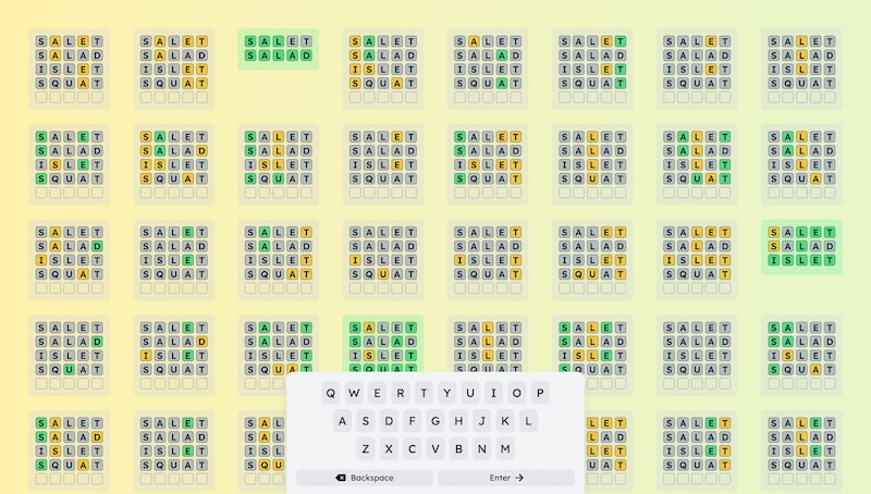 Pantalla de Everydle, que permite resolver todos los wordles a la vez