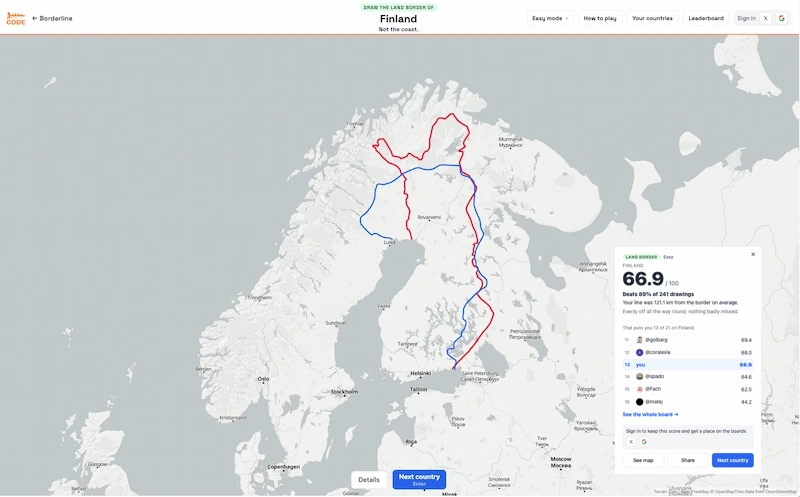 Borderline, el juego de dibujar fronteras de memoria y demostrar cuánto sabes de mapas