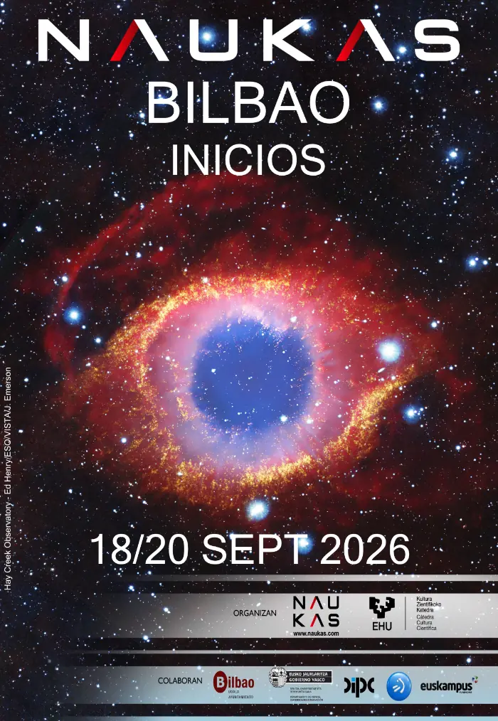 Cartel anunciador con la imagen de una nebulosa galáctica en el centro